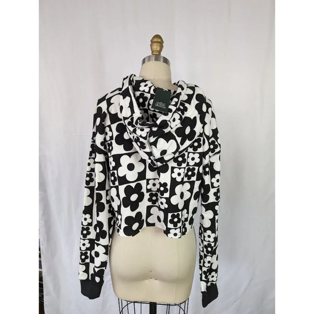 Women's Junior's Wild Fable Cropped Hoodie Sweatshirt Size Large Raw Hem NEW - Picture 3 of 7